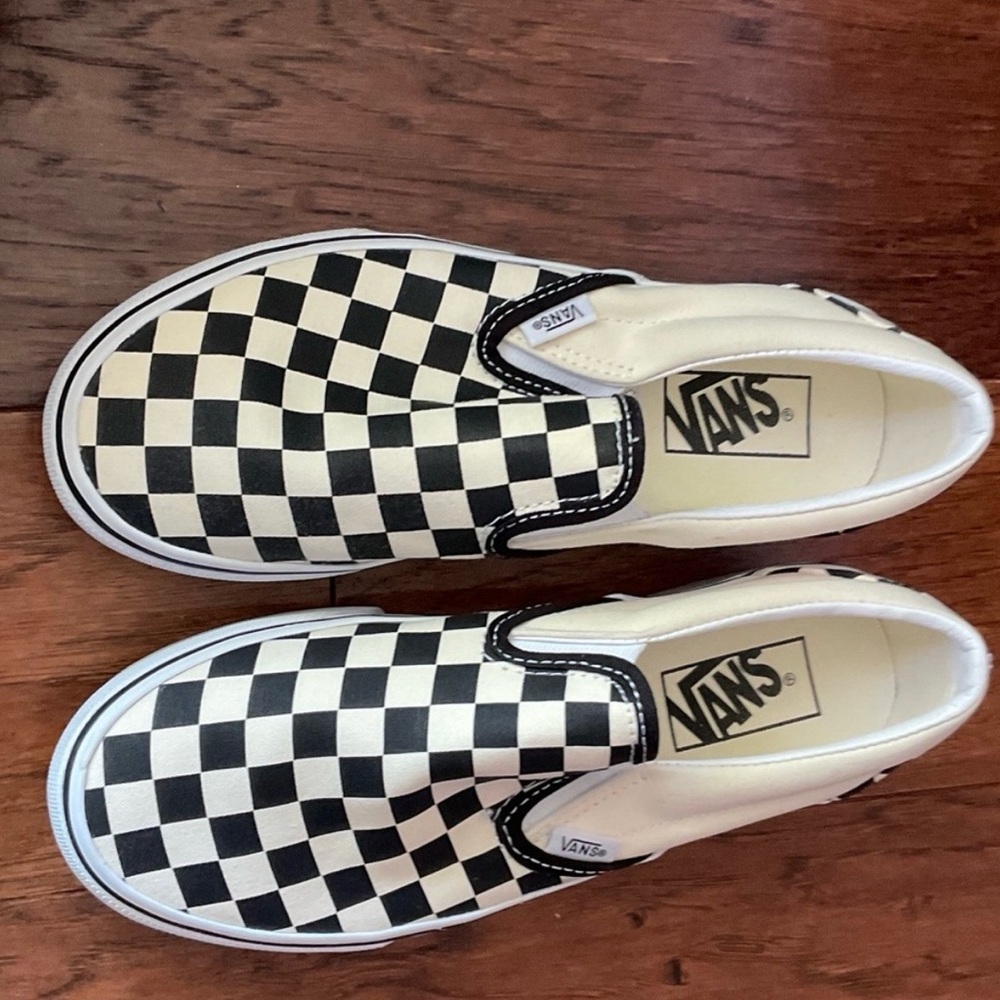 Vans Women's Black and White Checkered Slip-On Sneakers